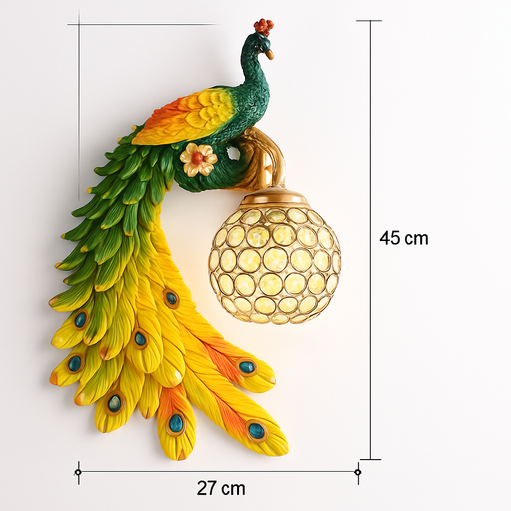 applique murale oiseaux paons en résine pour décoration intérieure