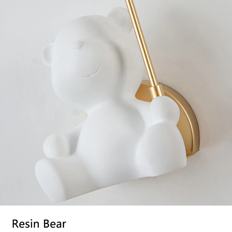 applique murale ours avec interrupteur à tirer pour enfants
