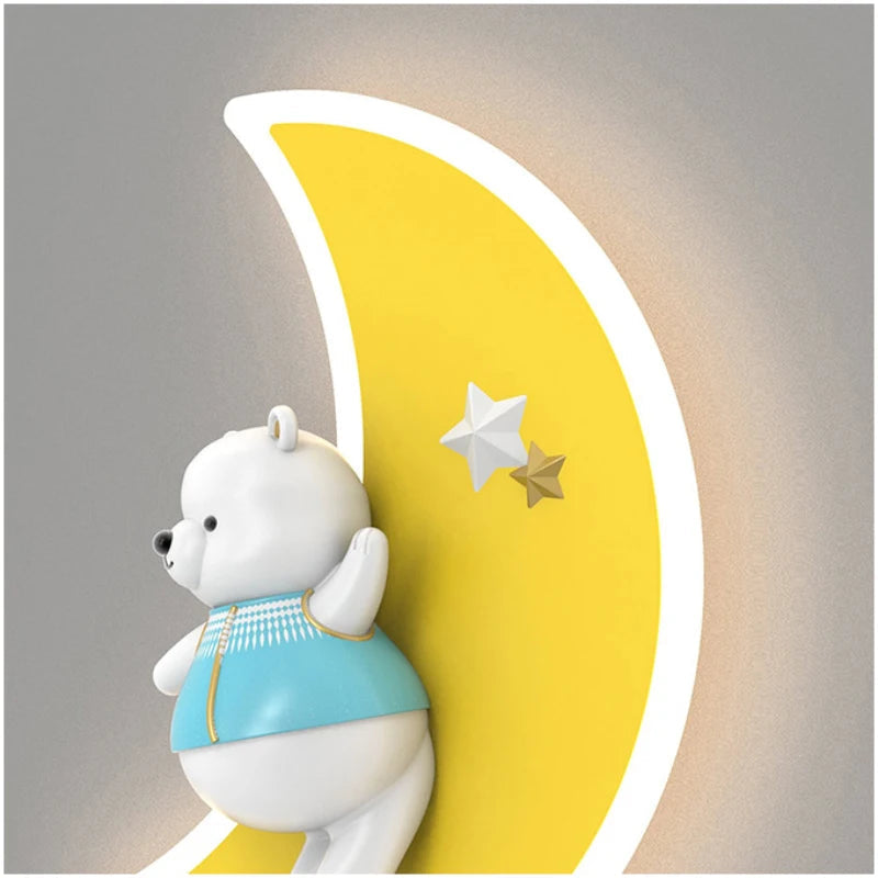 applique murale ours blanc lampe lune pour chambre enfant