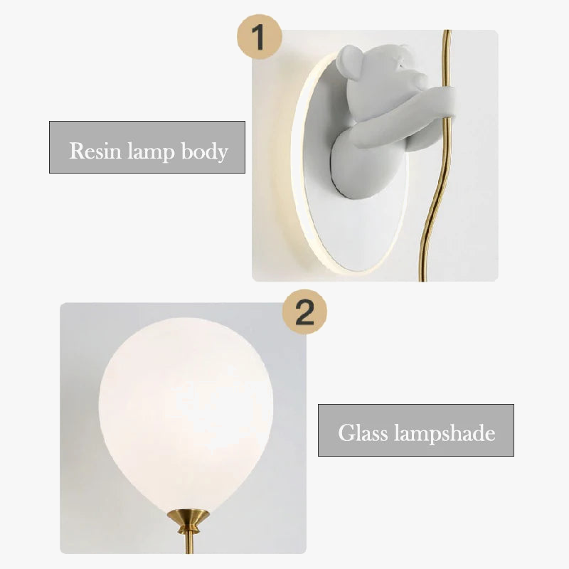 applique murale ours en ballon pour chambre d'enfant