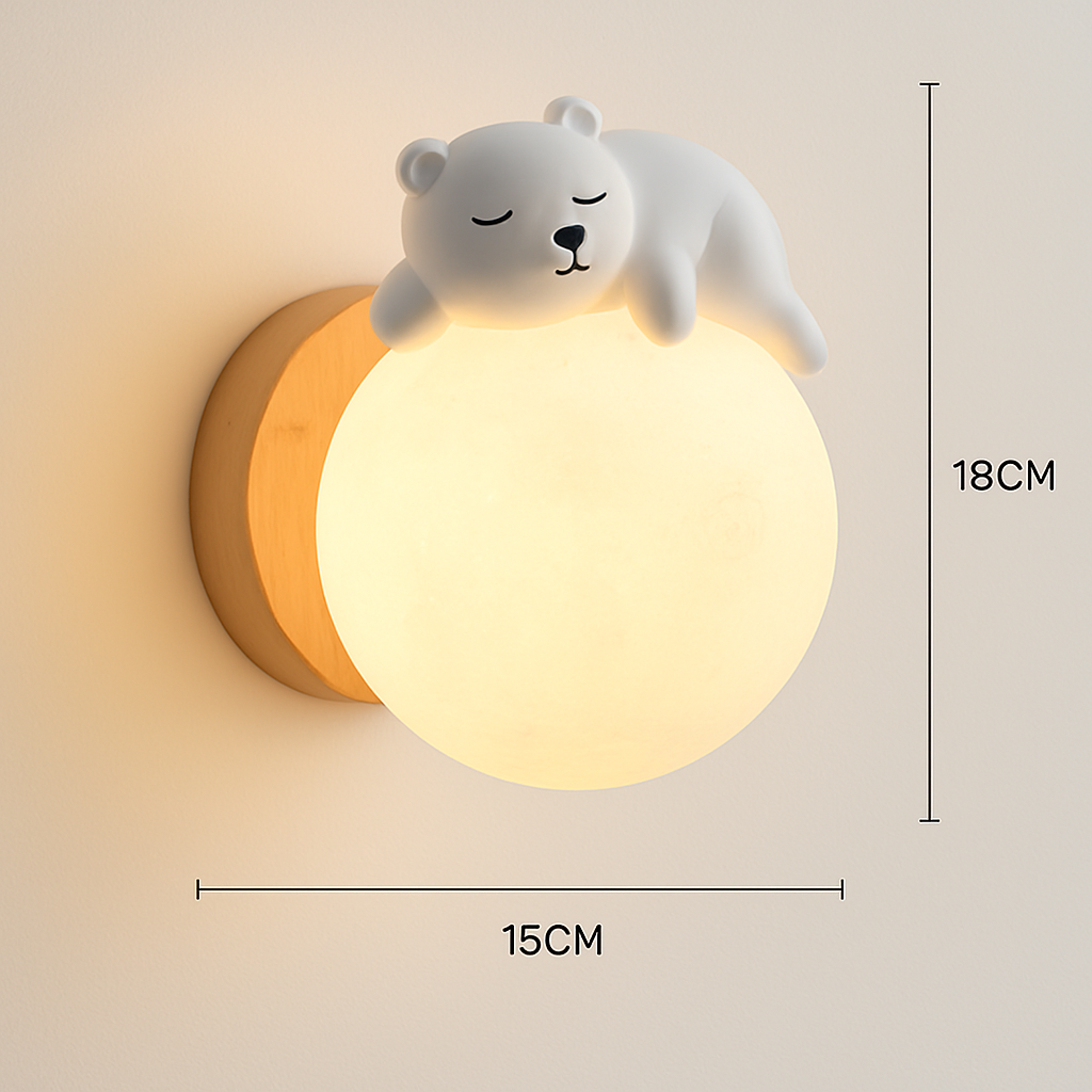 applique murale ours et lune pour éclairage de chevet enfant