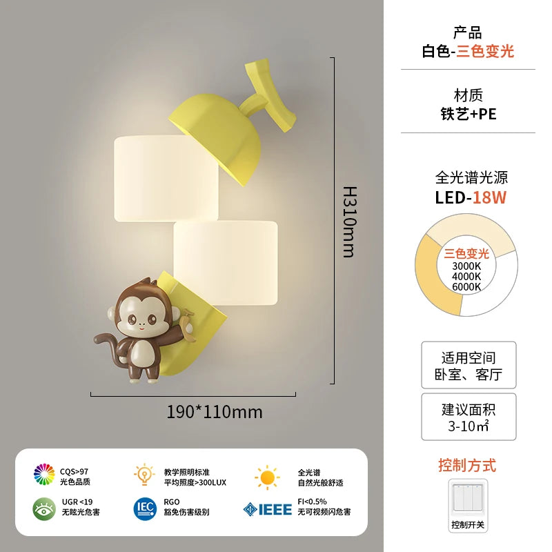 applique murale panda et lapin pour enfants éclairage ludique