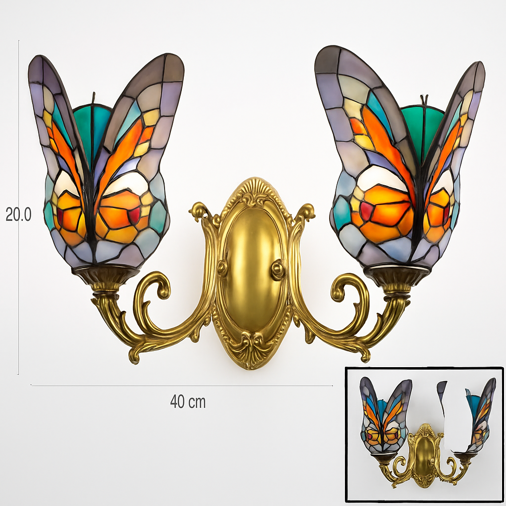 applique murale papillon décorative en vitrail style méditerranéen boho