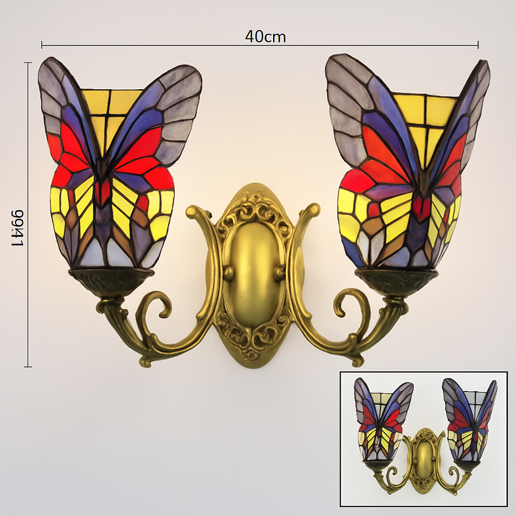 applique murale papillon décorative en vitrail style méditerranéen boho