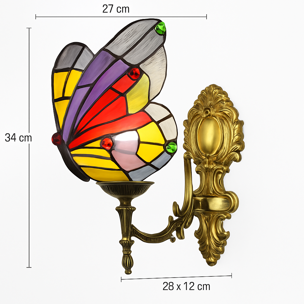 applique murale papillon décorative en vitrail style méditerranéen boho