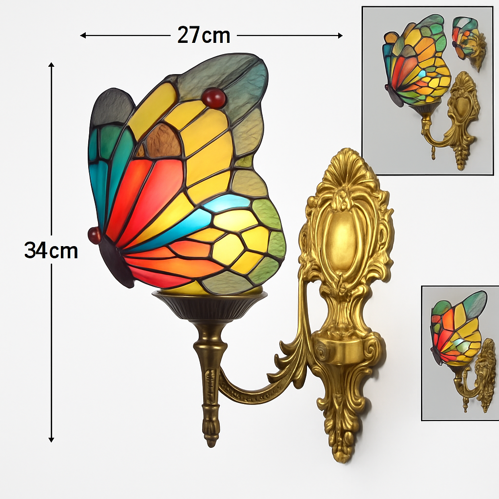 applique murale papillon décorative en vitrail style méditerranéen boho