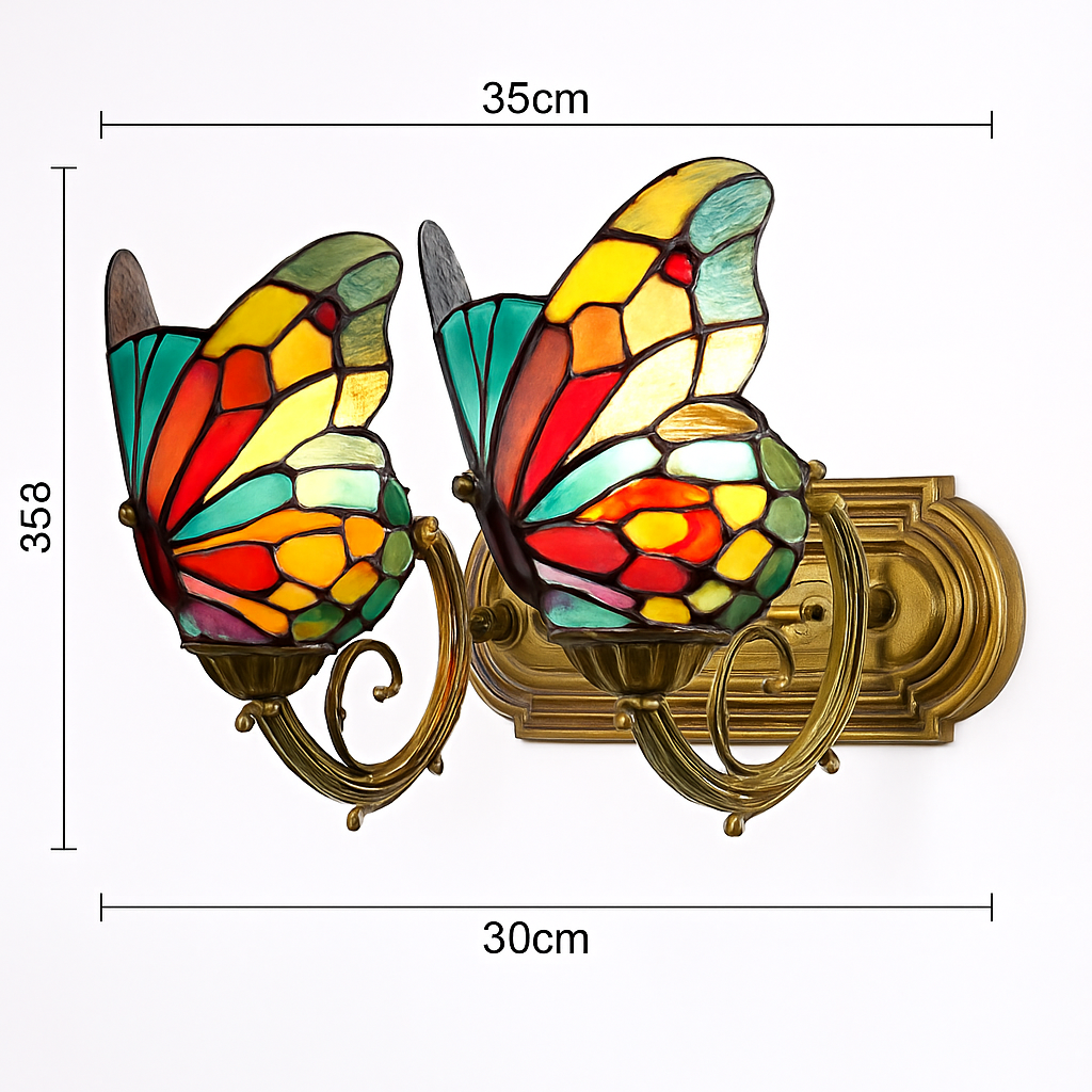 applique murale papillon décorative en vitrail style méditerranéen boho