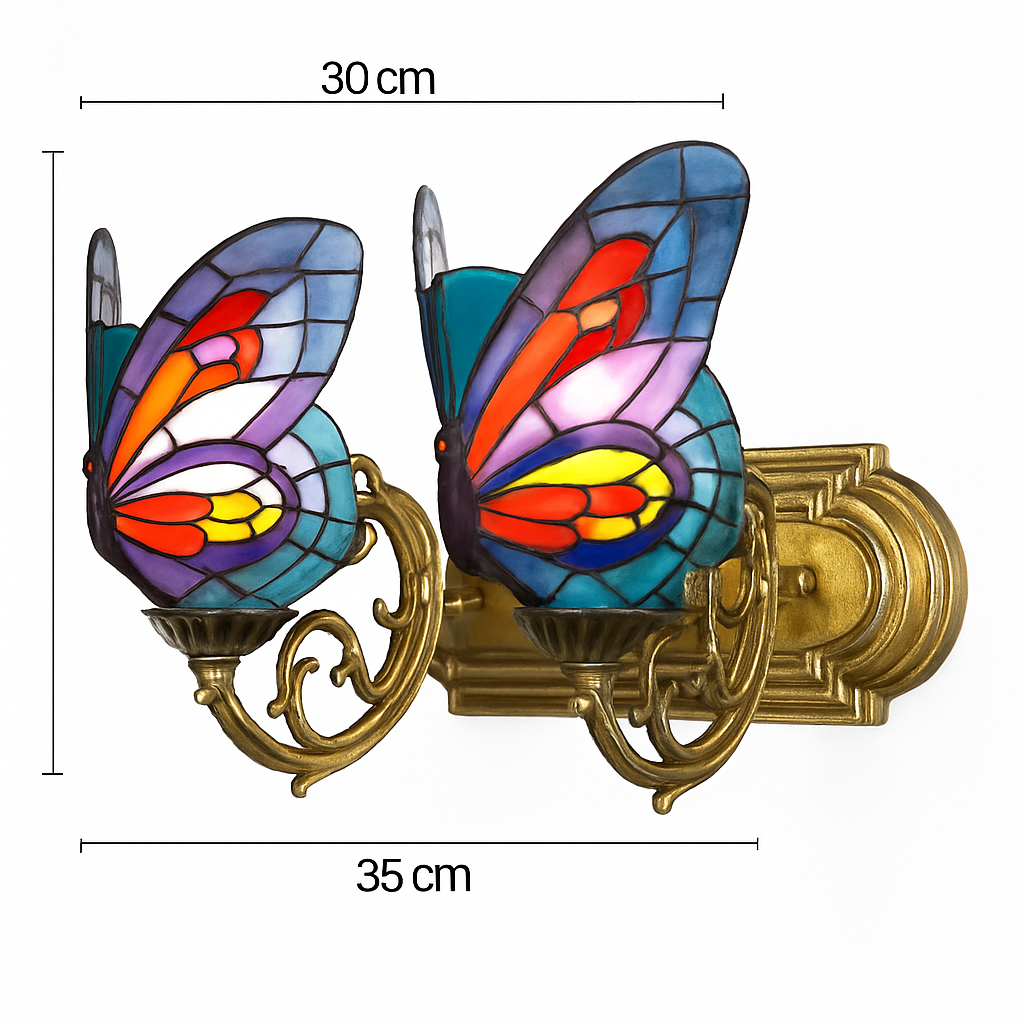 applique murale papillon décorative en vitrail style méditerranéen boho