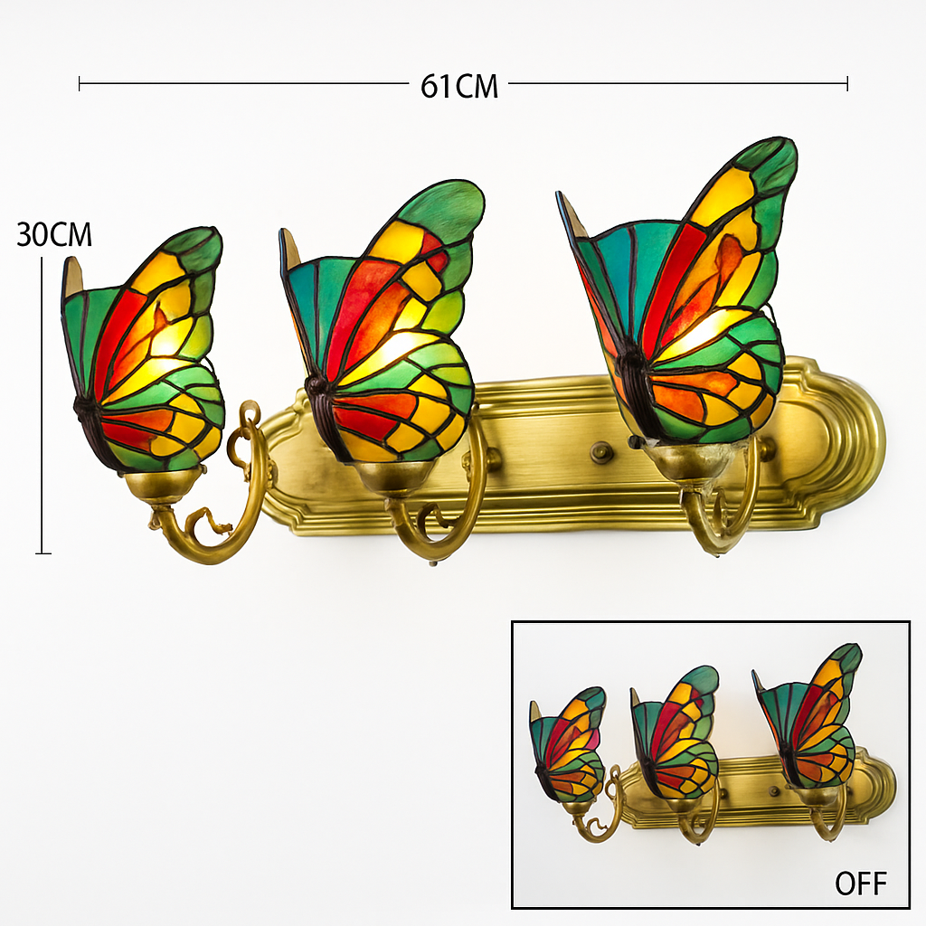 applique murale papillon décorative en vitrail style méditerranéen boho