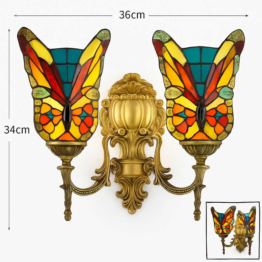 applique murale papillon décorative en vitrail style méditerranéen boho