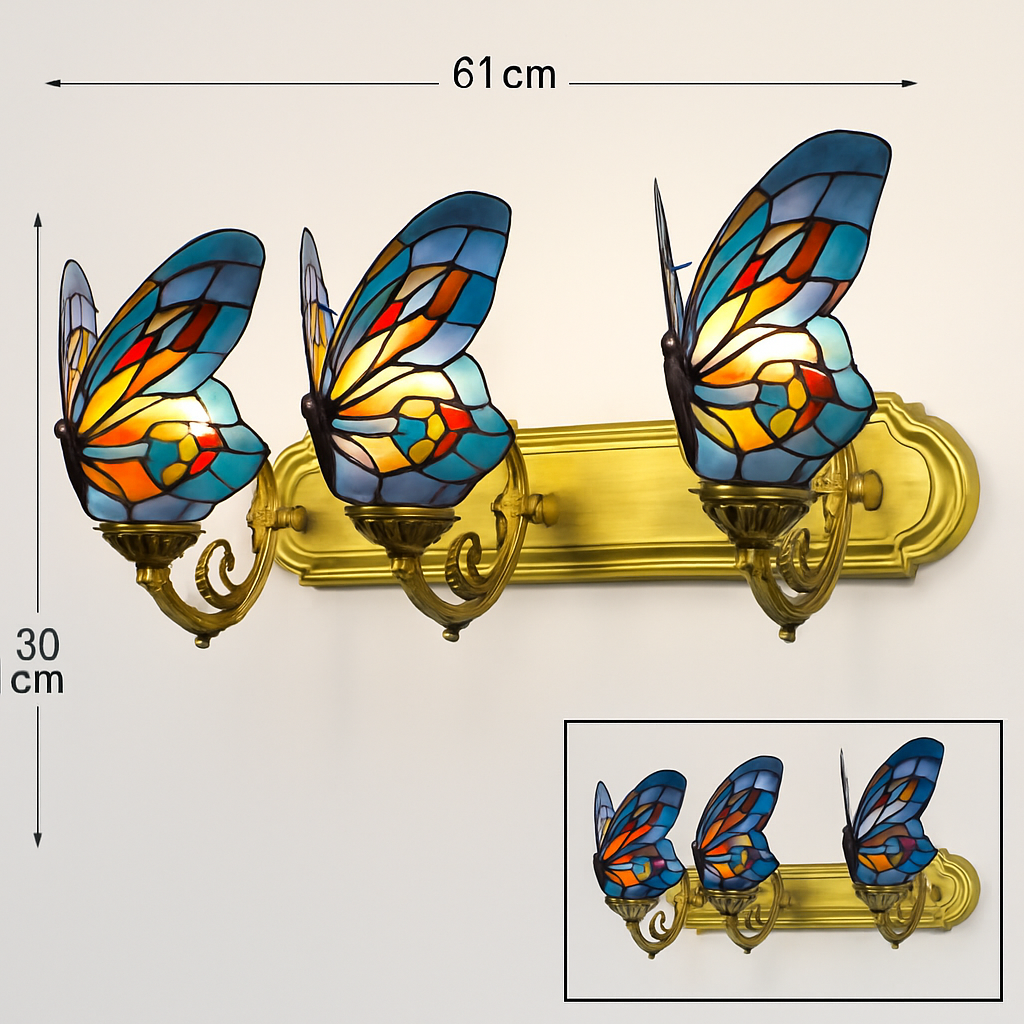 applique murale papillon décorative en vitrail style méditerranéen boho