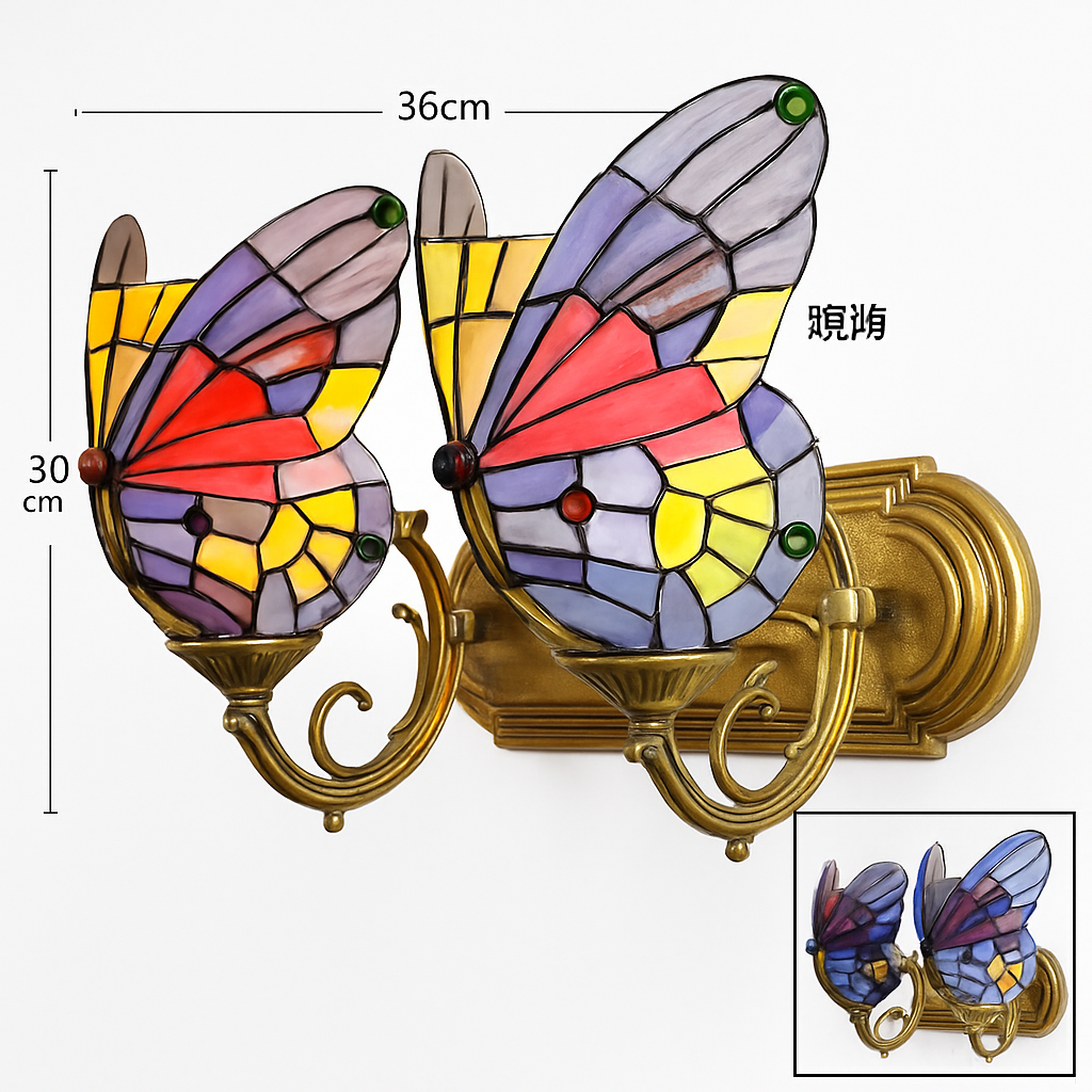 applique murale papillon décorative en vitrail style méditerranéen boho