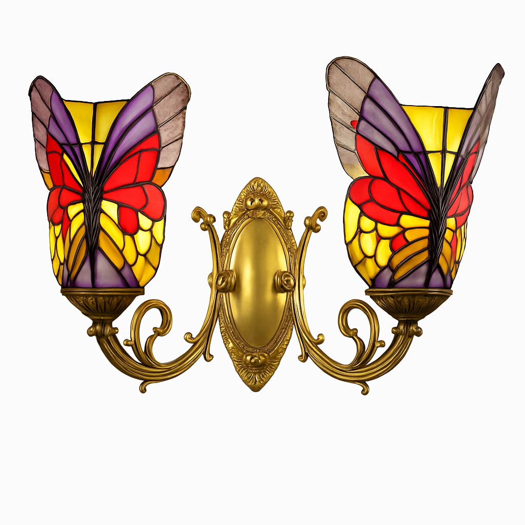 applique murale papillon décorative en vitrail style méditerranéen boho
