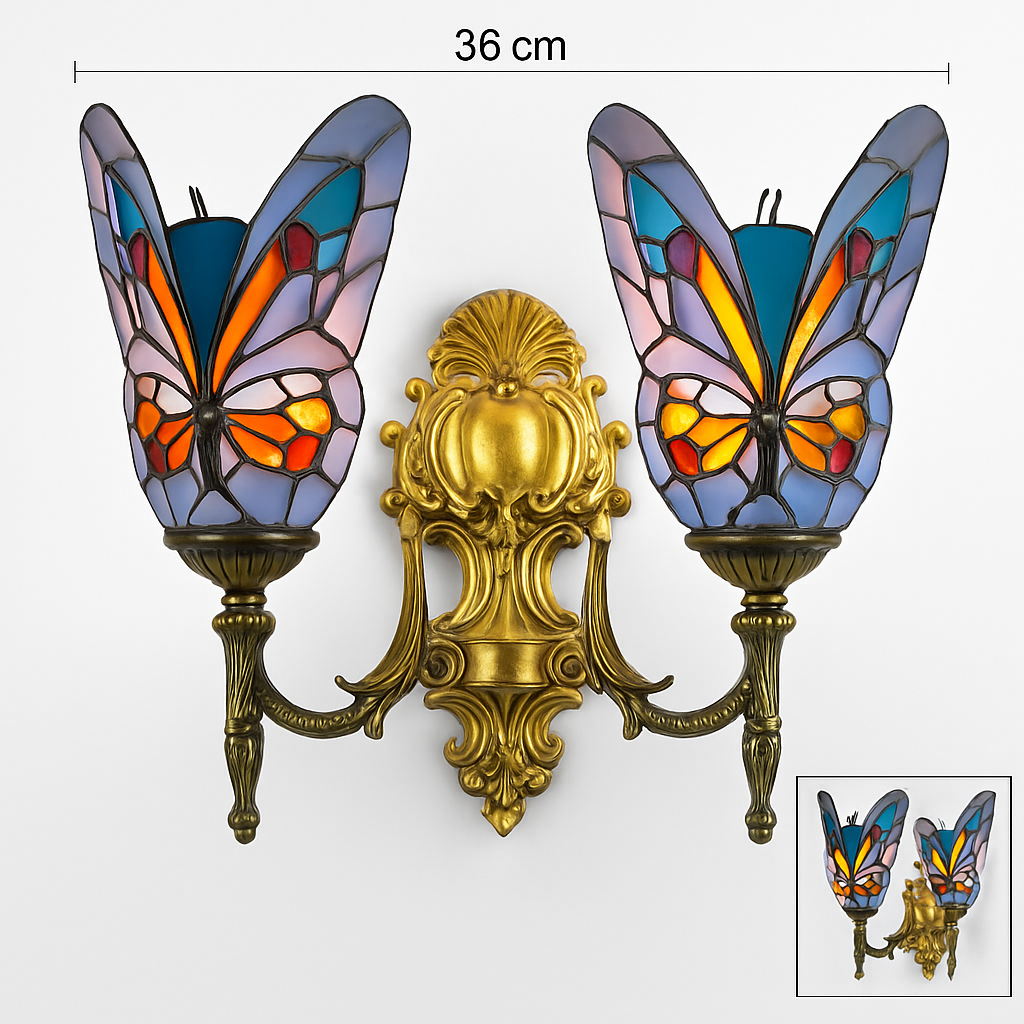 applique murale papillon décorative en vitrail style méditerranéen boho