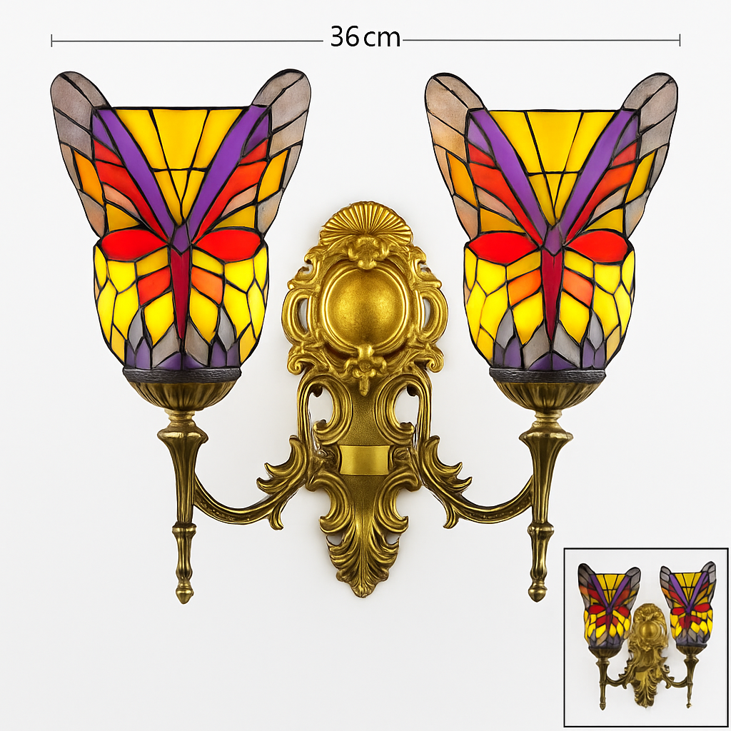 applique murale papillon décorative en vitrail style méditerranéen boho