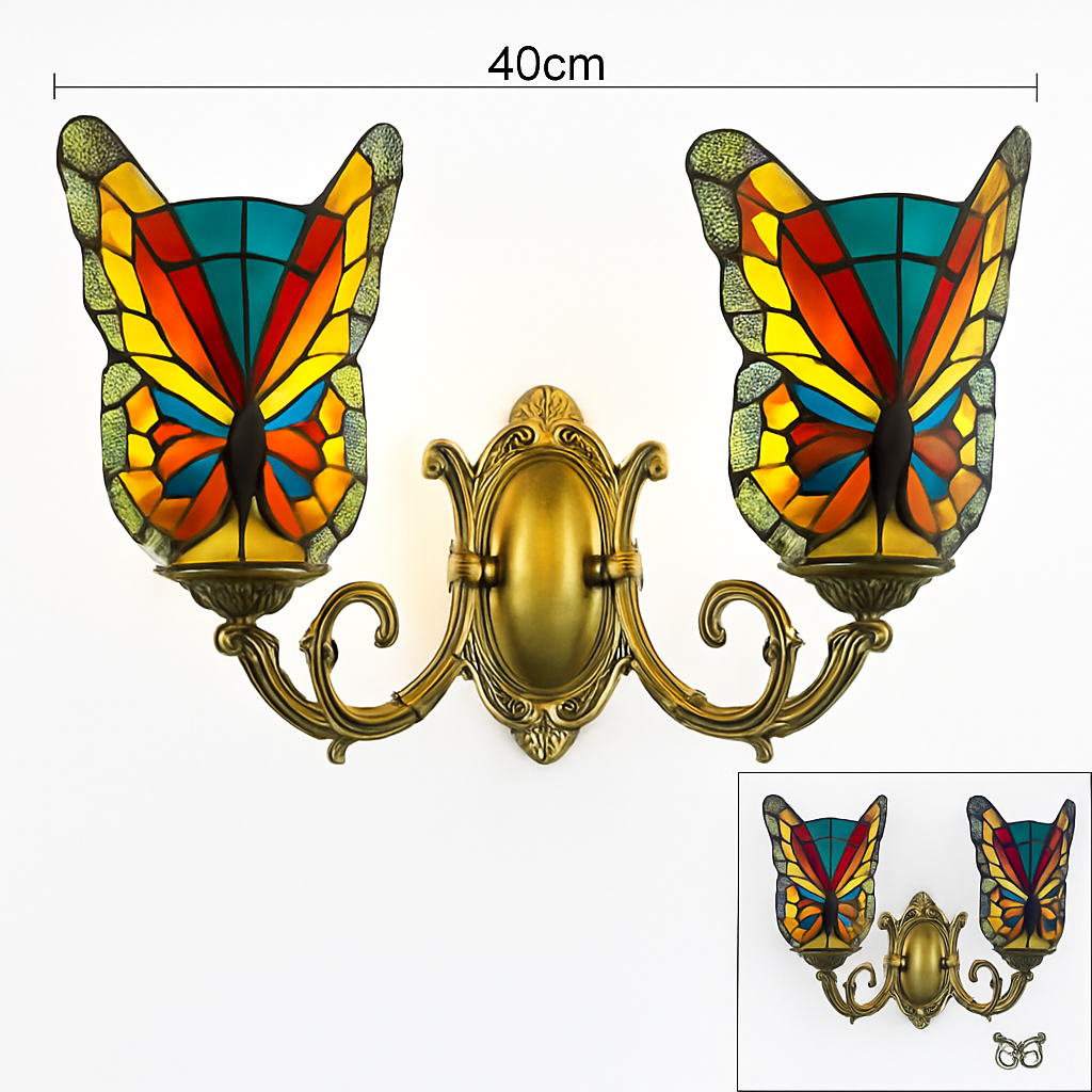 applique murale papillon décorative en vitrail style méditerranéen boho