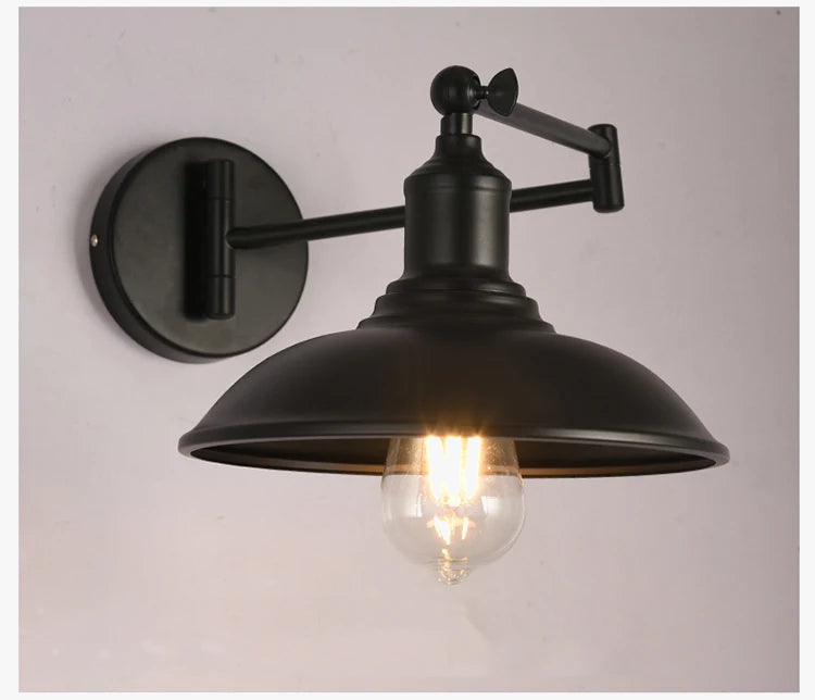 applique murale rétro américaine bras pliant lampe lecture antique