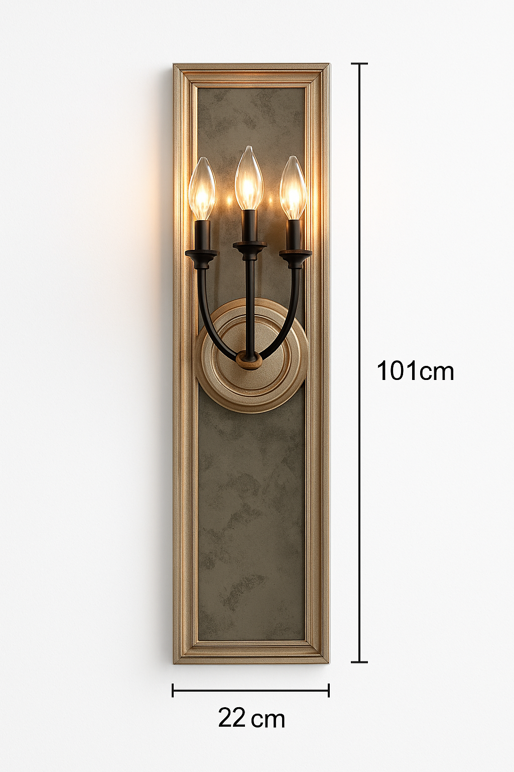applique murale rétro américaine cadre miroir bois lampe bougie ancienne