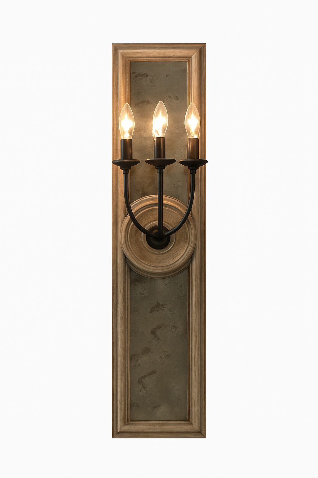applique murale rétro américaine cadre miroir bois lampe bougie ancienne