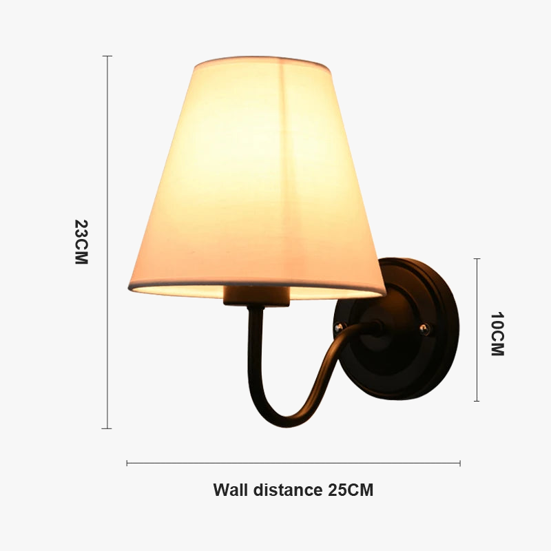 applique murale rétro américaine en tissu avec abat-jour européen led