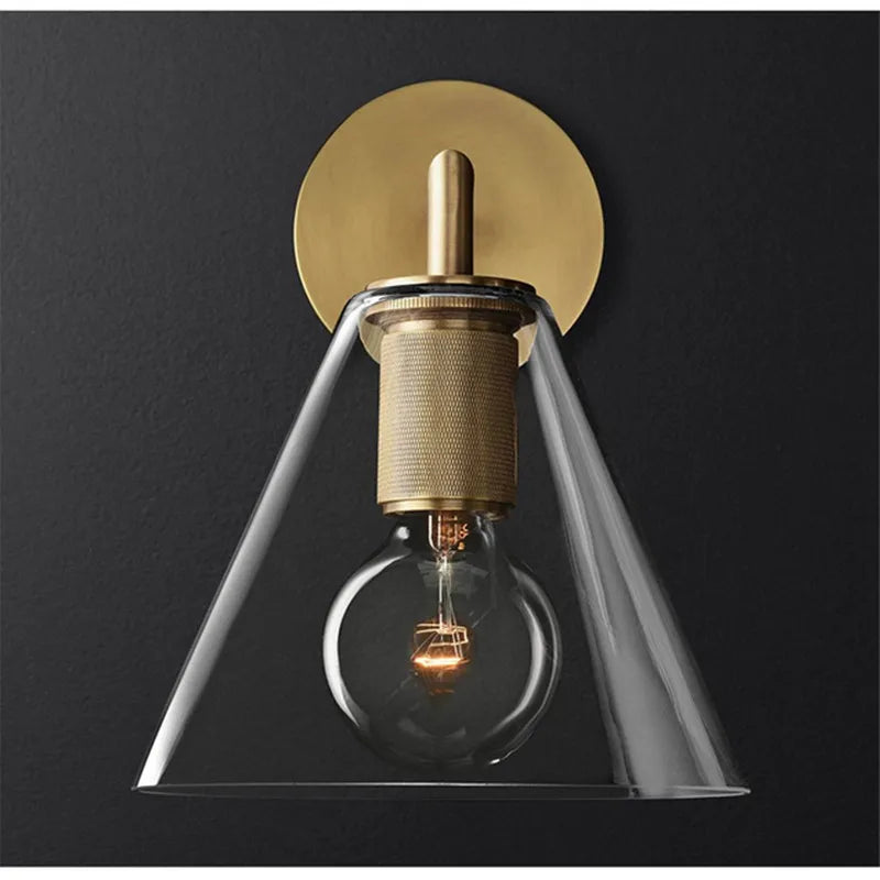 applique murale rétro américaine en verre avec éclairage led