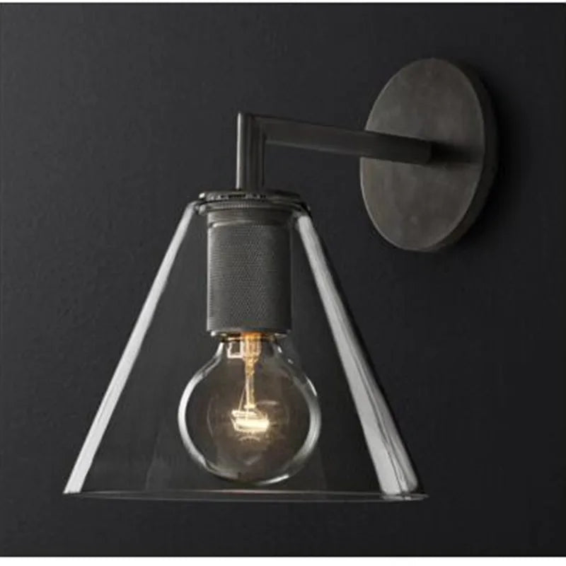 applique murale rétro américaine en verre avec éclairage led