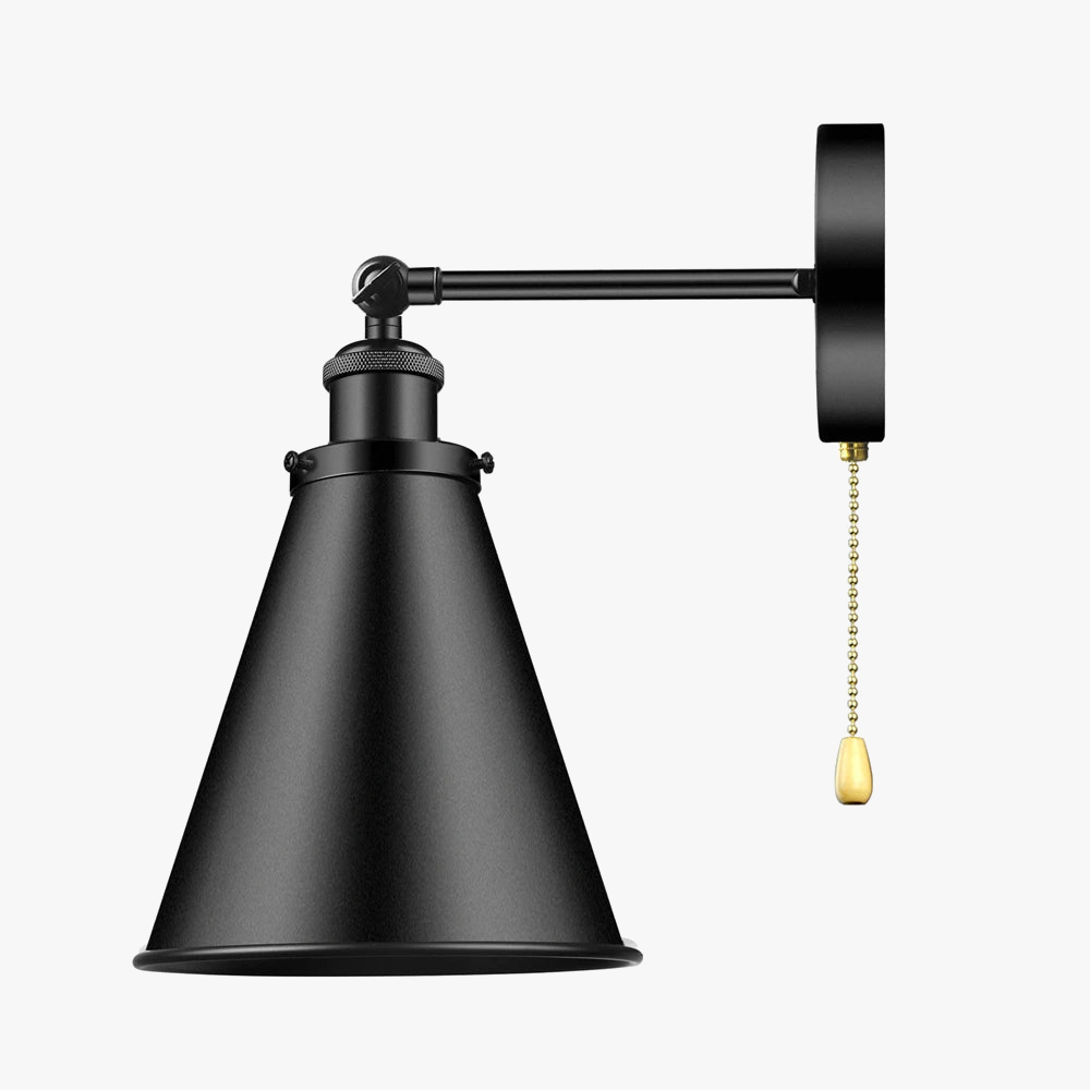 applique murale rétro américaine rotative en fer noir avec interrupteur