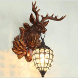applique murale rétro en bois avec tête de cerf