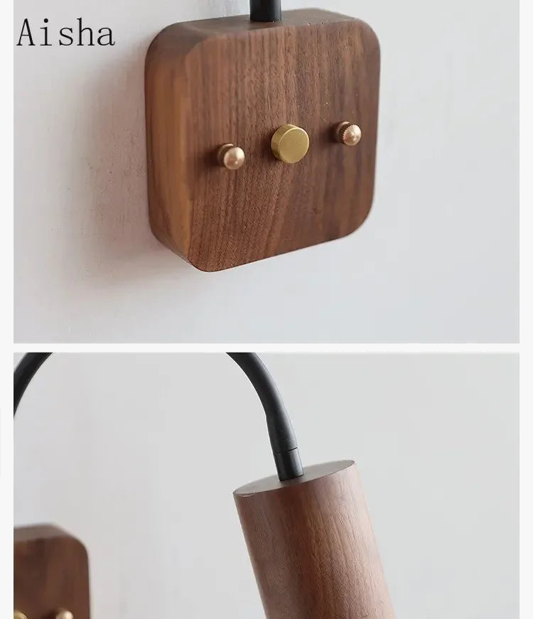 applique murale rétro en bois créative et rotative pour intérieur