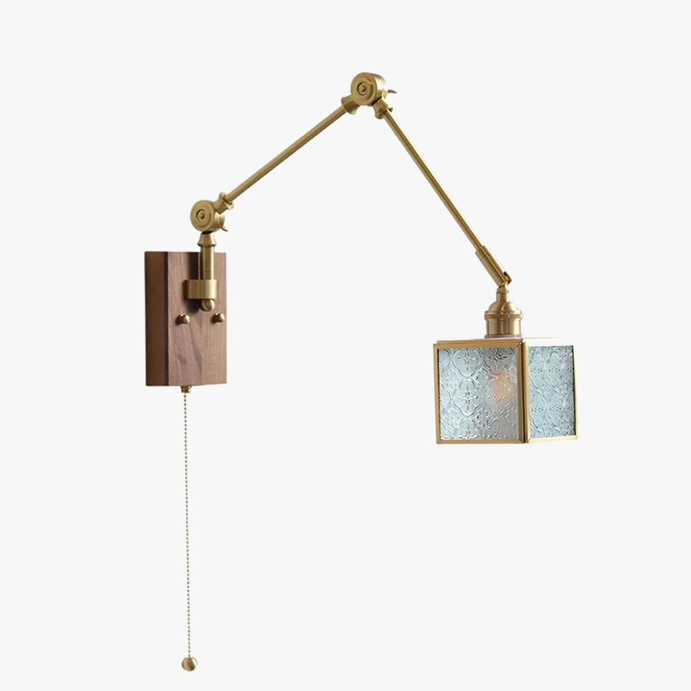 applique murale rétro en cuivre avec bras oscillant et abat-jour réglable