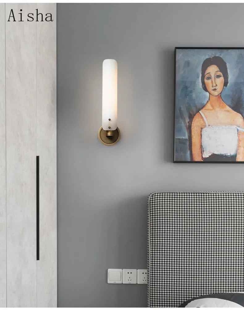 applique murale rétro en cuivre et verre de luxe décorative pour intérieur