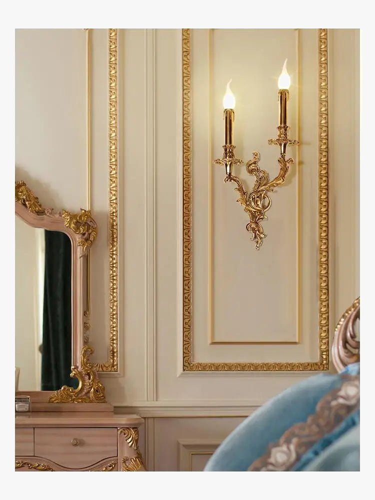 applique murale rétro en laiton style américain avec miroir intérieur