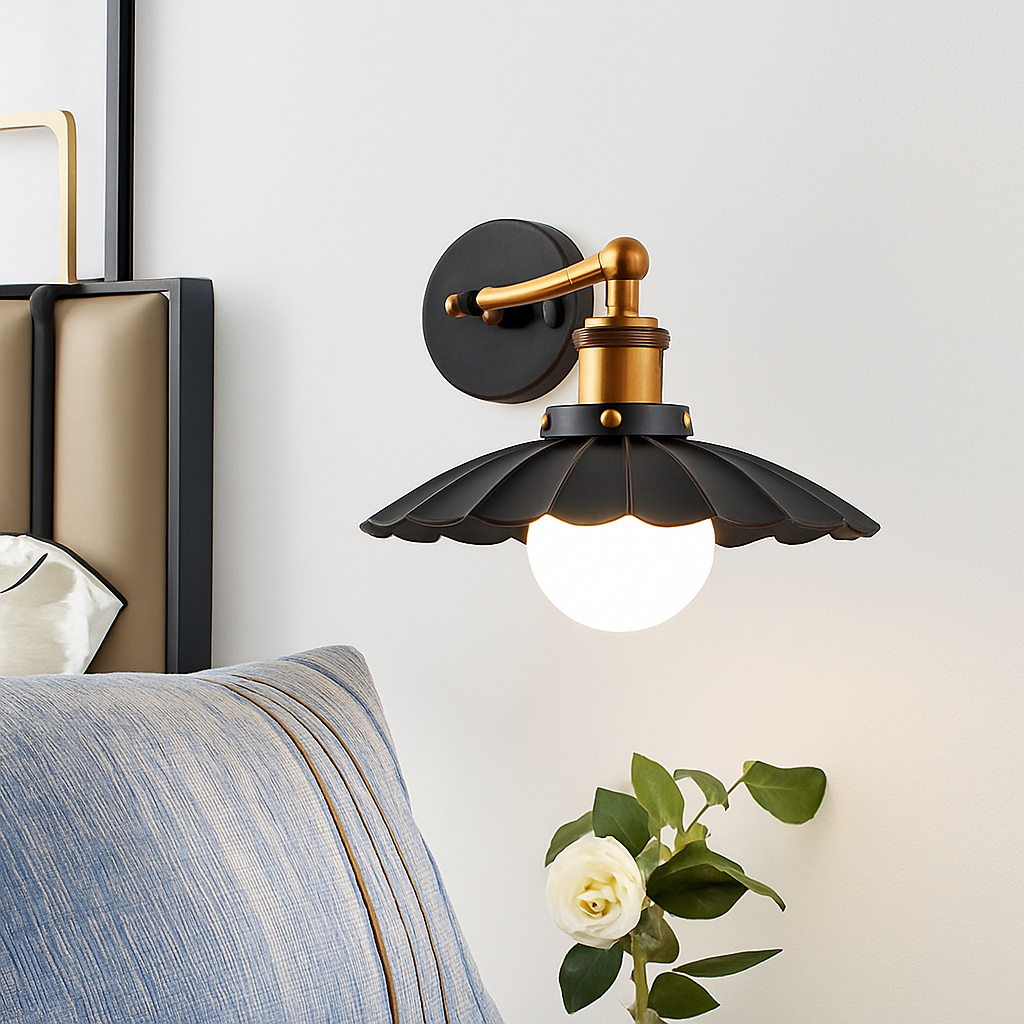 Applique murale rétro à LED avec abat-jour tuile métal Home