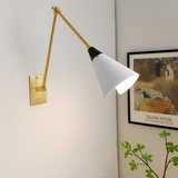 applique murale rétro médiévale en laiton noir doré à led avec bras pivotant