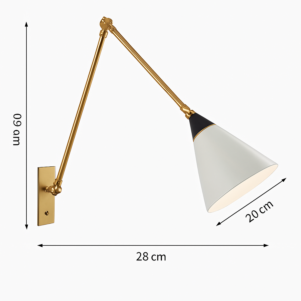 applique murale rétro médiévale en laiton noir doré à led avec bras pivotant
