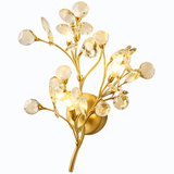 applique murale romantique en cristal transparent avec branches de fleurs