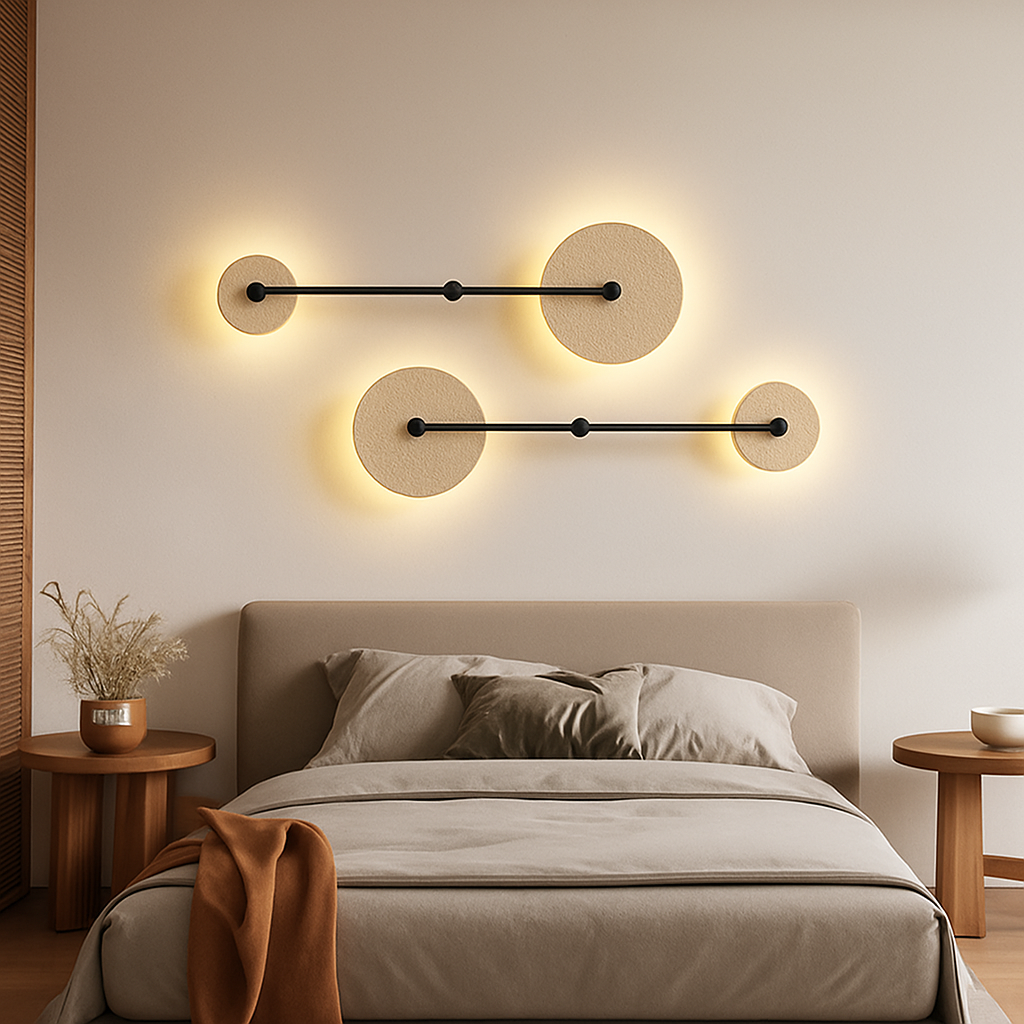 applique murale ronde japonaise en travertin à led pour éclairage d'ambiance