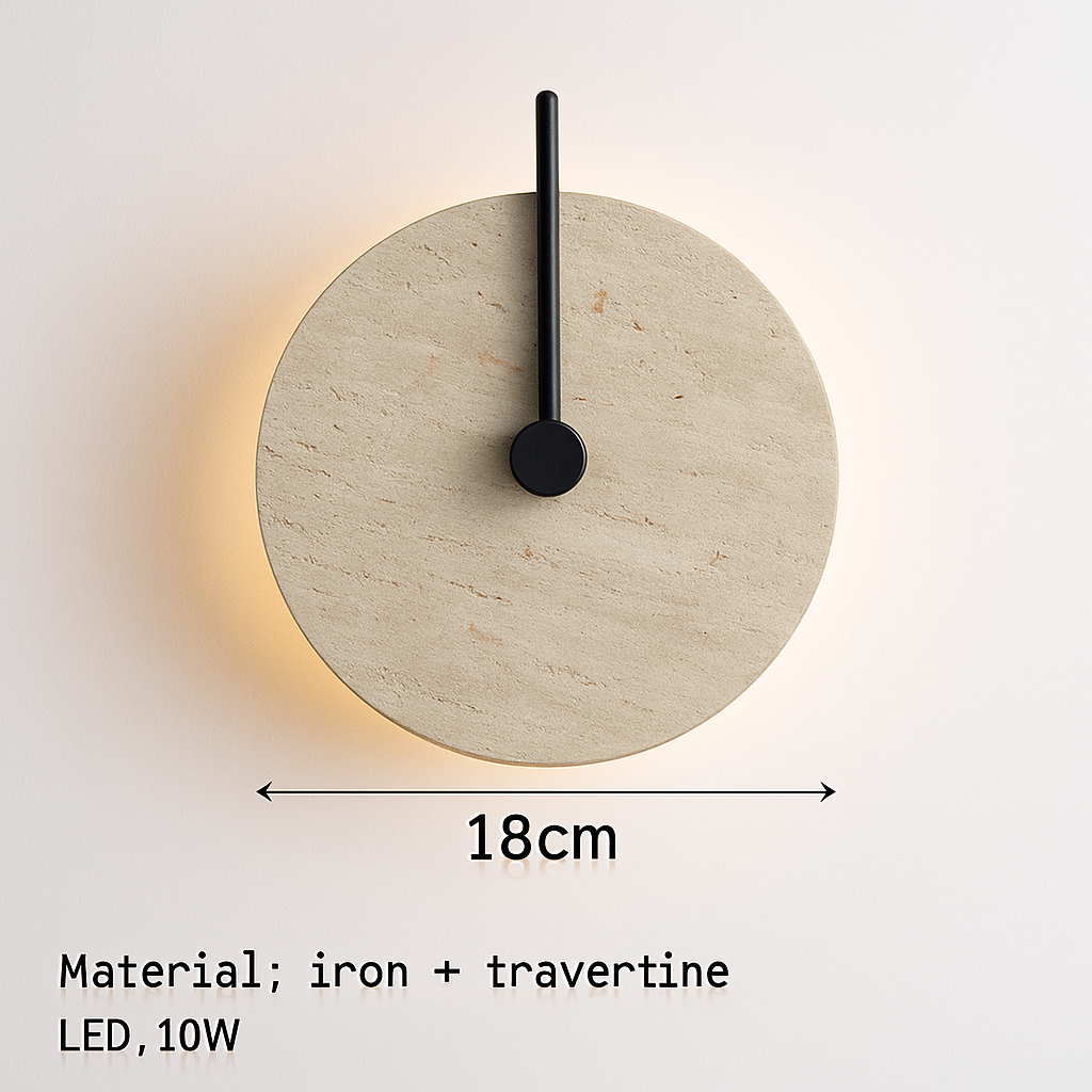 applique murale ronde japonaise en travertin à led pour éclairage d'ambiance
