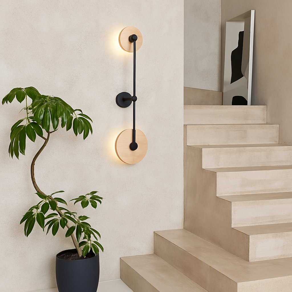 applique murale ronde japonaise en travertin à led pour éclairage d'ambiance