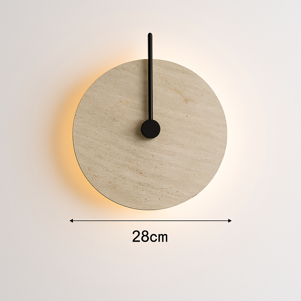 applique murale ronde japonaise en travertin à led pour éclairage d'ambiance