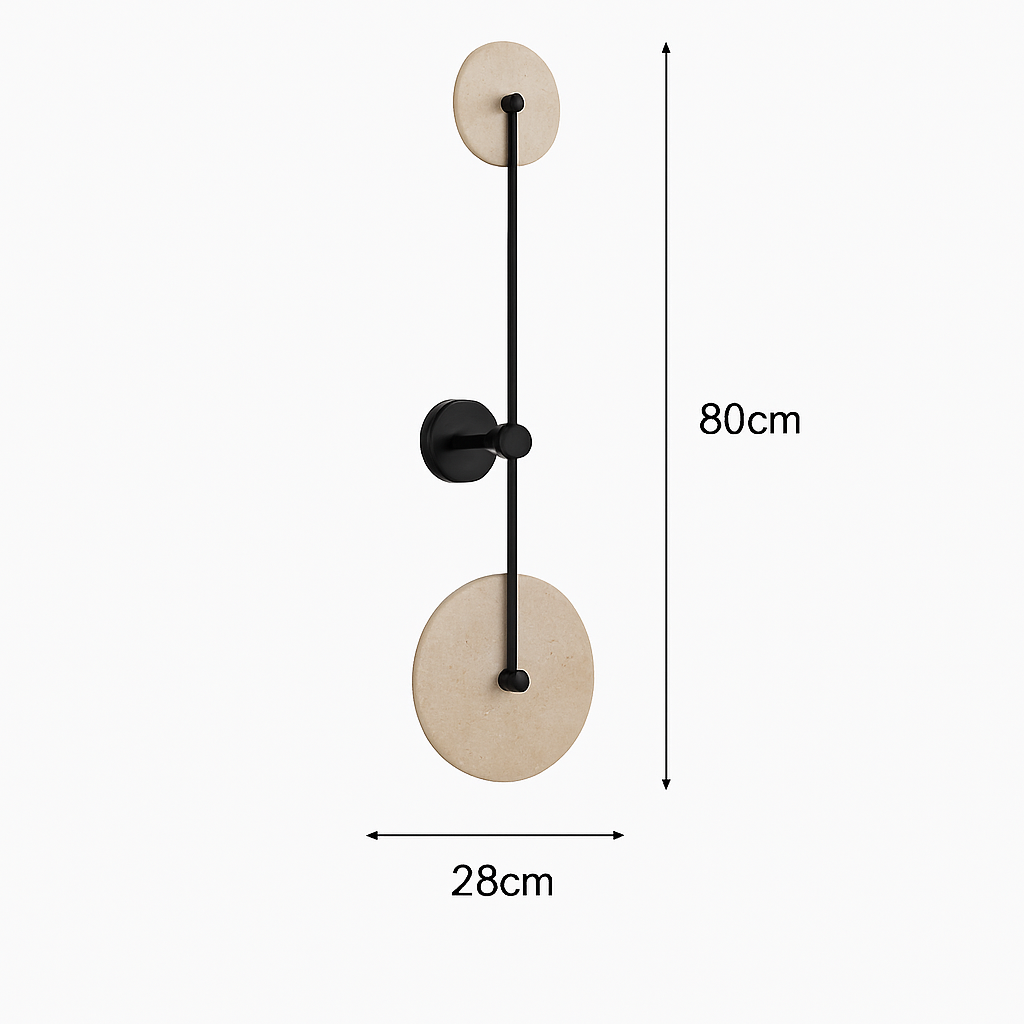 applique murale ronde japonaise en travertin à led pour éclairage d'ambiance