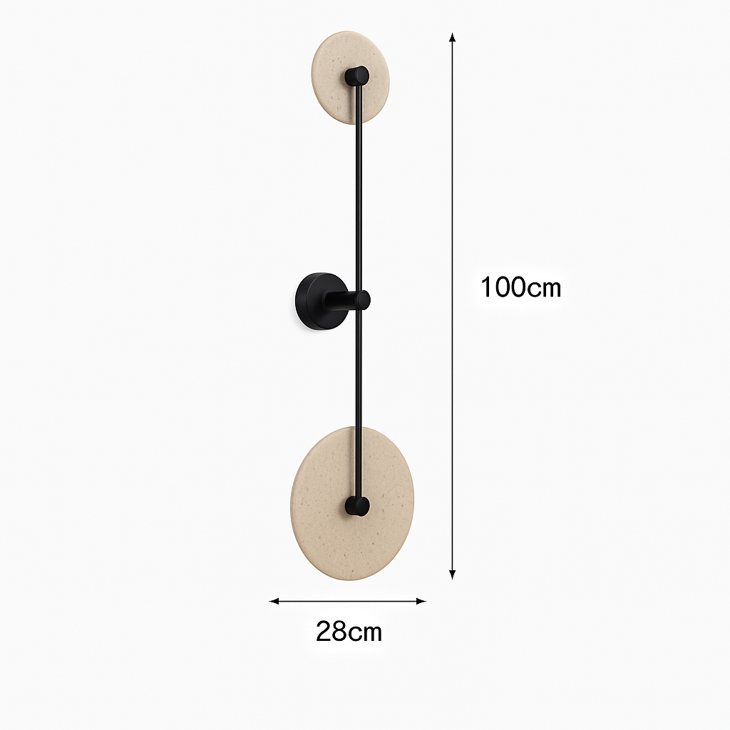 applique murale ronde japonaise en travertin à led pour éclairage d'ambiance