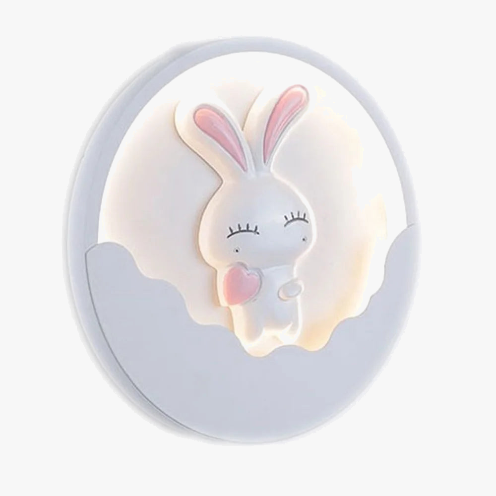 applique murale ronde led ours et lapin pour enfants