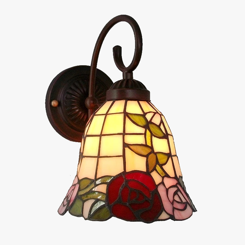 applique murale roses antiques style tiffany pour éclairage décoratif élégant