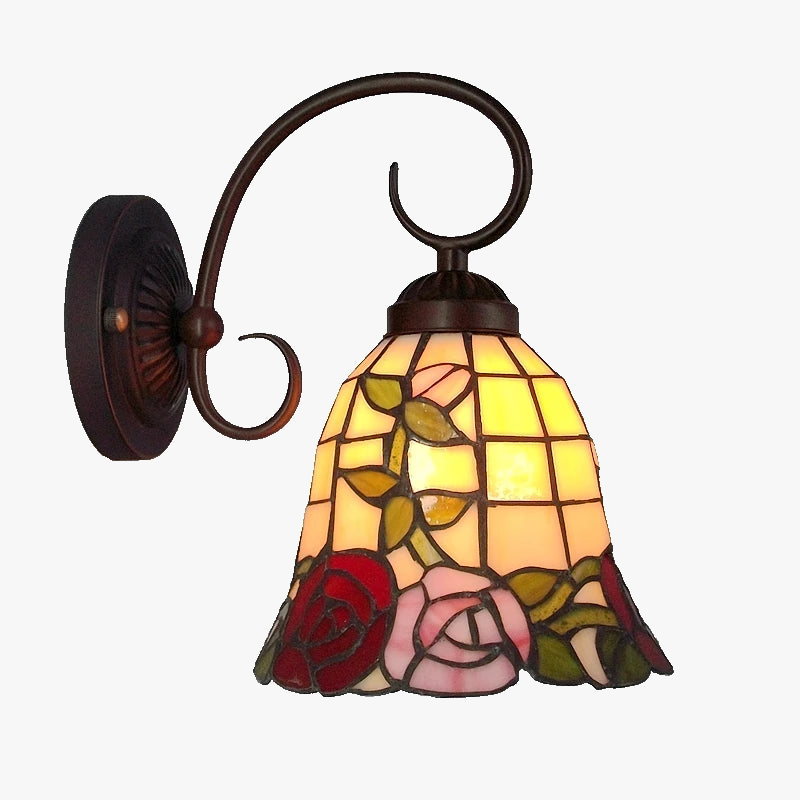 applique murale roses antiques style tiffany pour éclairage décoratif élégant