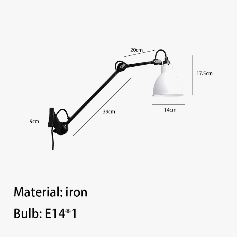 applique murale rotative en métal avec prise pour éclairage