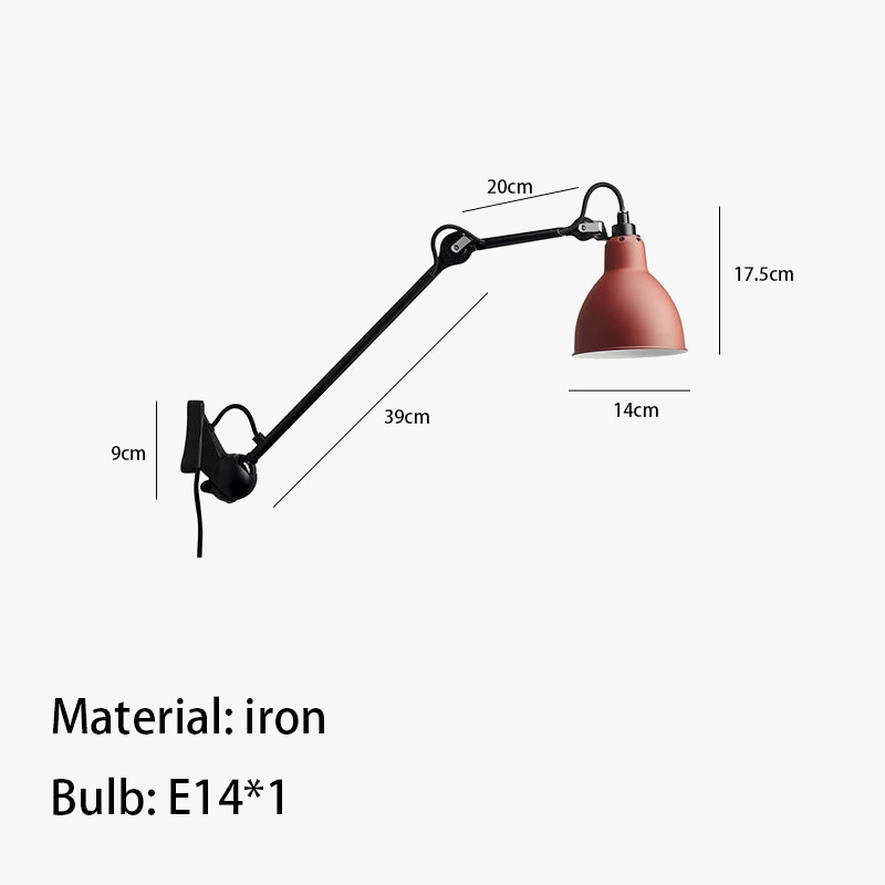 applique murale rotative en métal avec prise pour éclairage