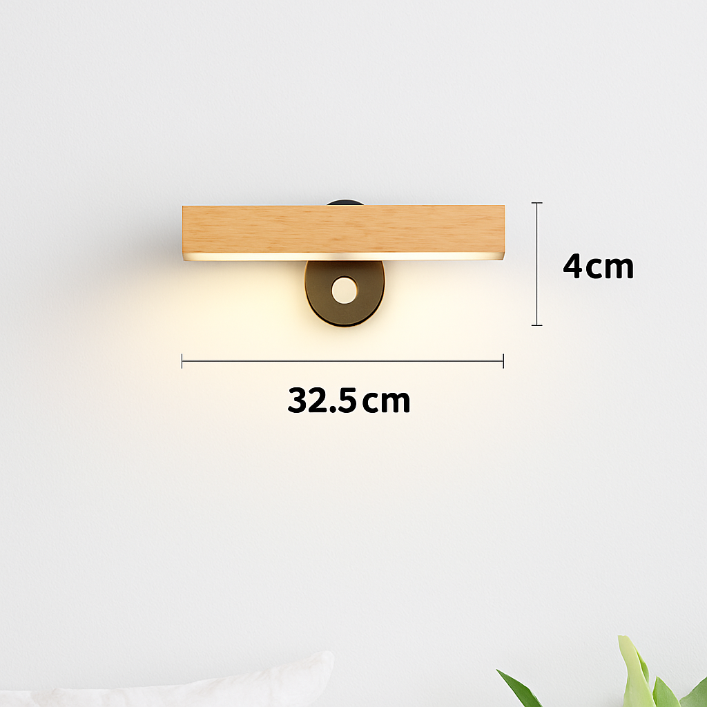 applique murale rotative minimaliste en bois avec interrupteur LED