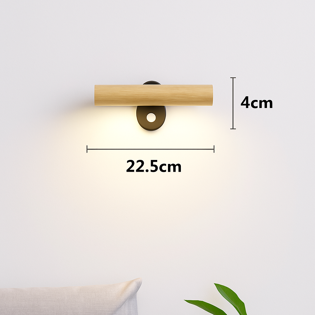 applique murale rotative minimaliste en bois avec interrupteur LED