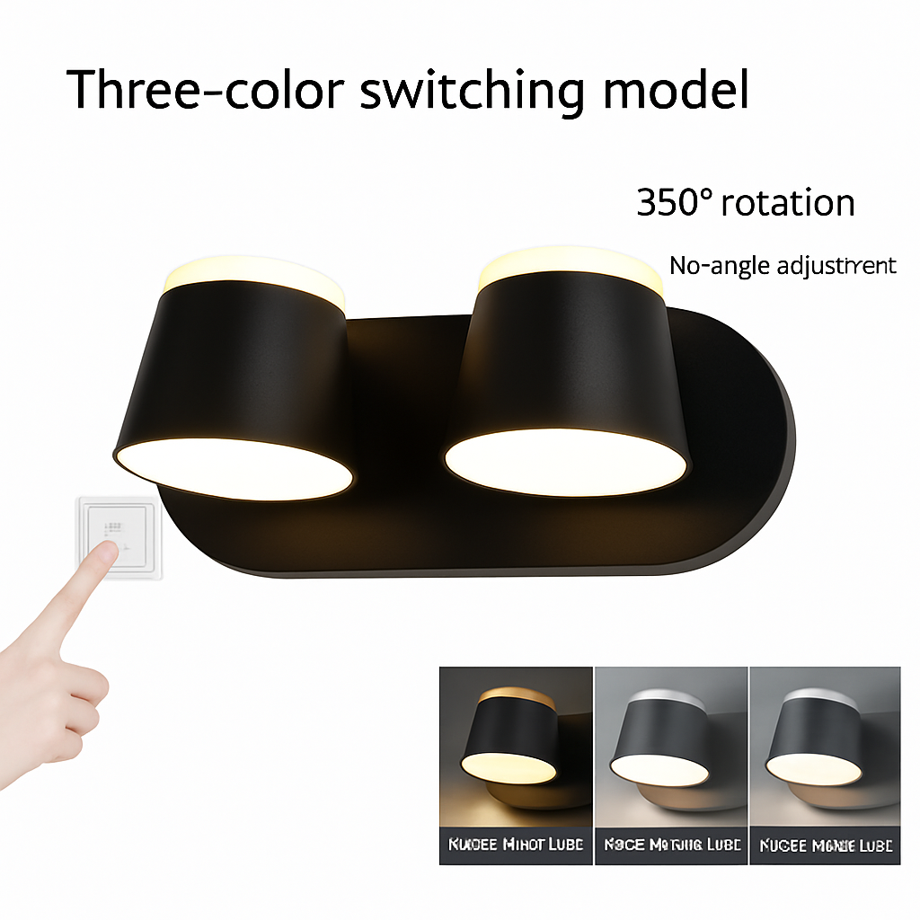 applique murale rotative nordique avec interrupteur lampe de lecture led réglable